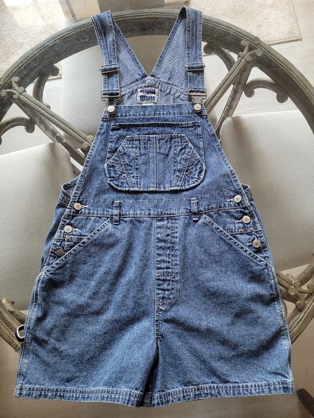 Squeeze Vintage Denim Short Overalls - Blue Large 100% Cotton